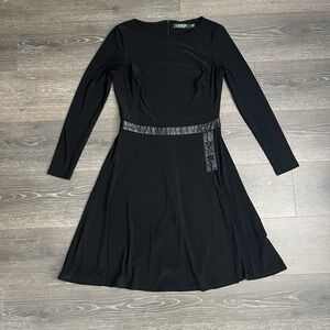 Lauren Ralph Lauren Academia Dress Goth Grunge Faux Leather‎ Size 6 Romantic